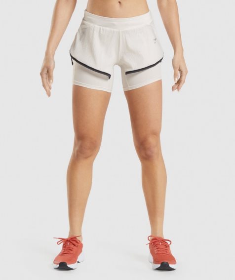 Women's Gymshark Speed 2 In 1 Shorts White | CA 073A1N